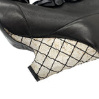 Chanel Boots Short Shoes Leather Black Camellia Coco Mark — view 9