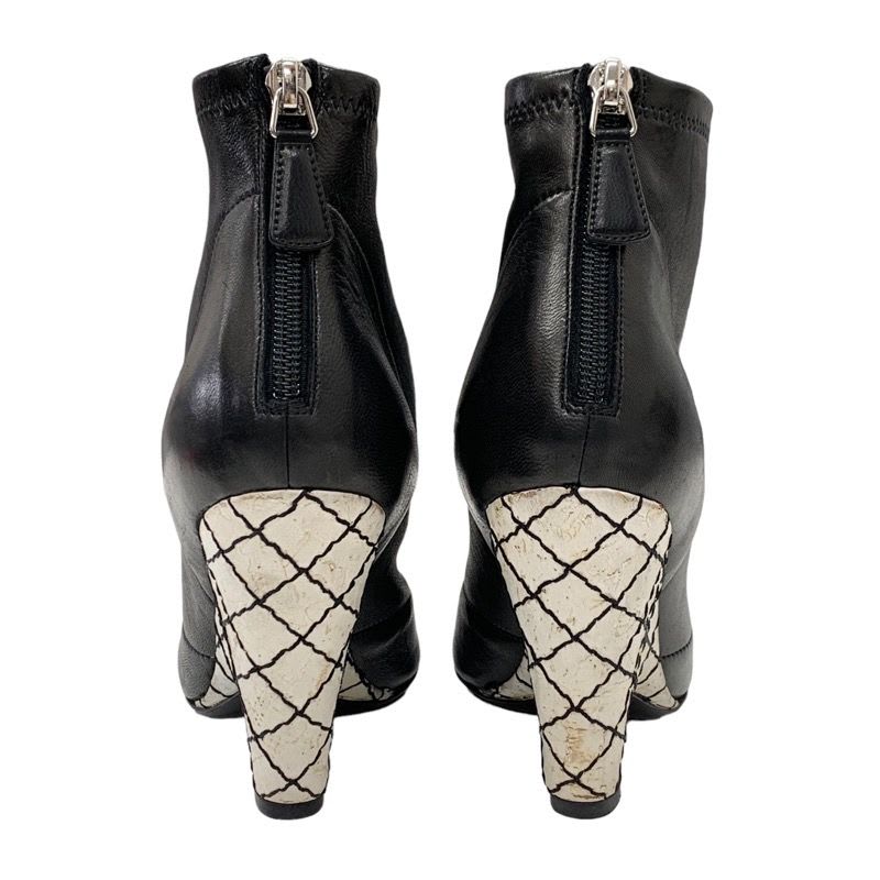 Chanel Boots Short Shoes Leather Black Camellia Coco Mark — view 5