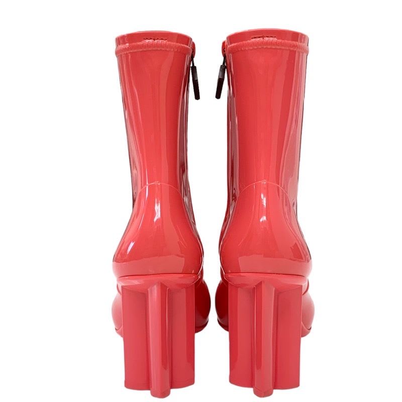 Louis Vuitton Boots Short Rain Silhouette Line Monogram Rubber Pink — view 5
