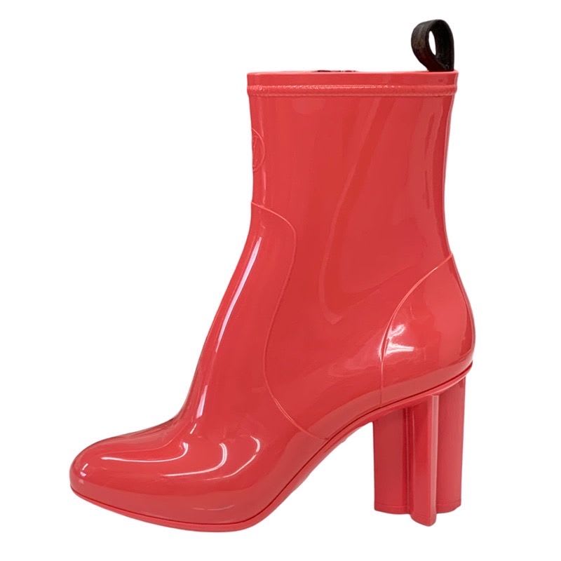 Louis Vuitton Boots Short Rain Silhouette Line Monogram Rubber Pink — view 3