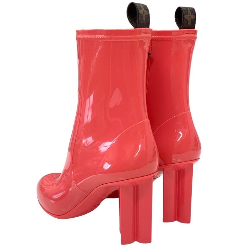 Louis Vuitton Boots Short Rain Silhouette Line Monogram Rubber Pink — view 4