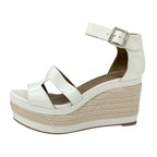 Hermes Ilana Sandals Shoes Patent White Wedge Sole — view 3