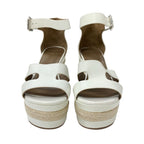 Hermes Ilana Sandals Shoes Patent White Wedge Sole — view 2