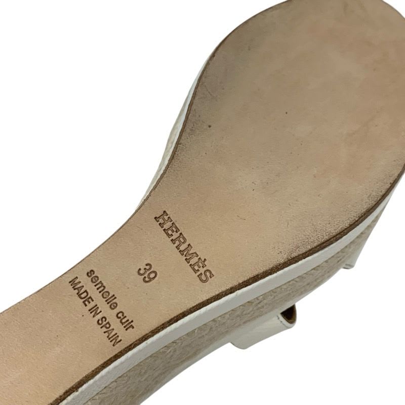 Hermes Ilana Sandals Shoes Patent White Wedge Sole — view 8