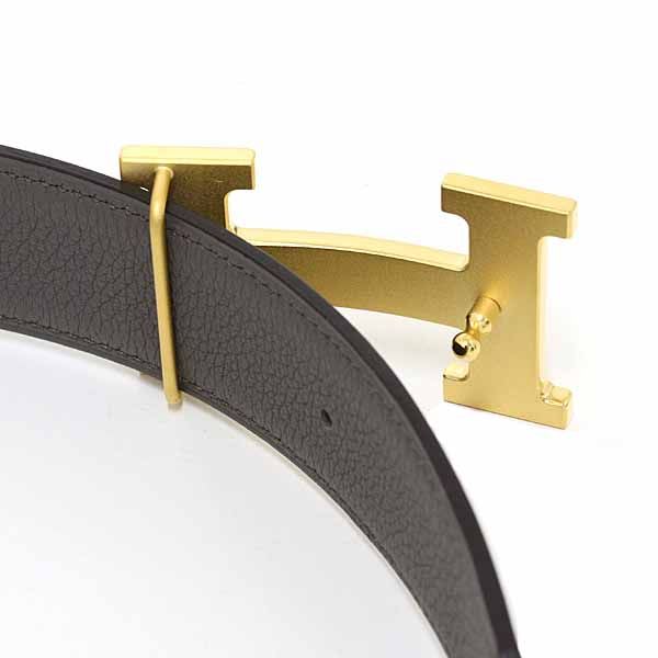 Hermes Belt Buckle H & Leather 32 Box Calf 135 Vaux Togo Black Ethane — view 5