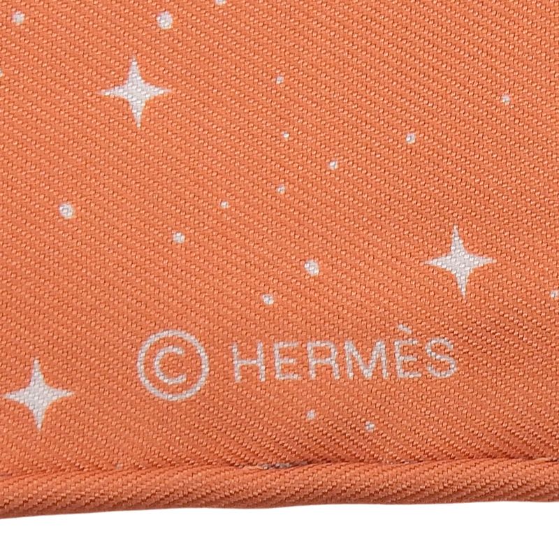Hermes Carre 90 Clair de LUNE Cles 100% Silk Scarf Orange Gray — view 7