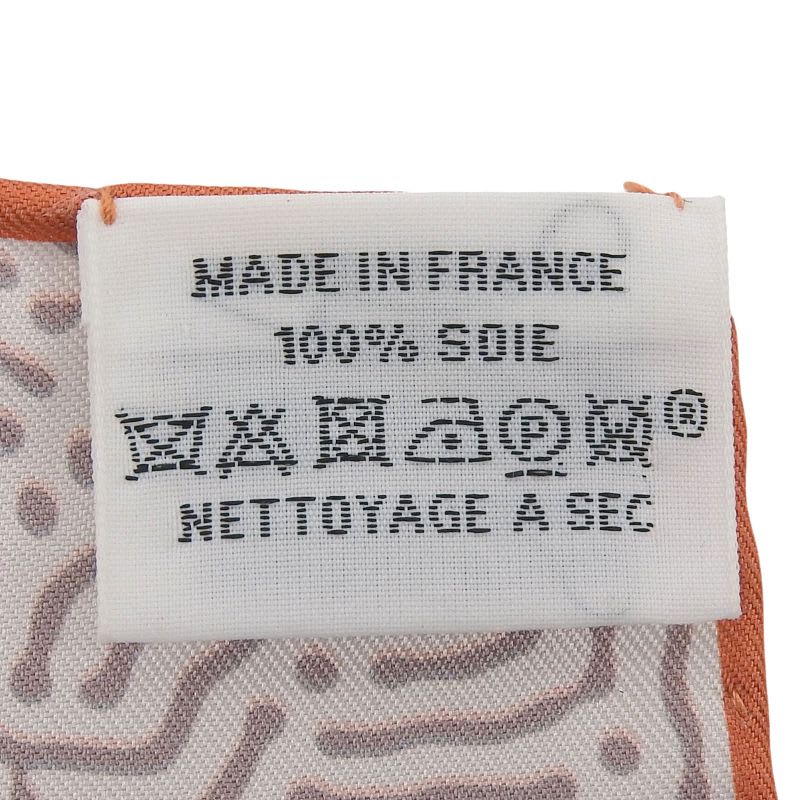 Hermes Carre 90 Clair de LUNE Cles 100% Silk Scarf Orange Gray — view 8