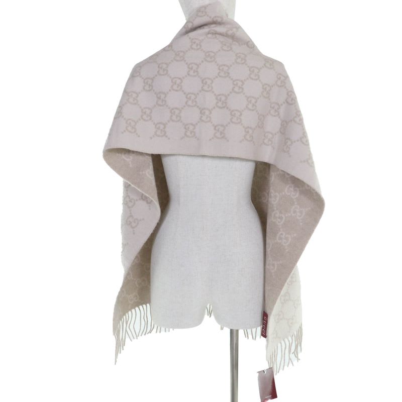 Gucci 100% Cashmere GG Pattern Current Item Muffler Beige 45190 cm Scarf — view 6