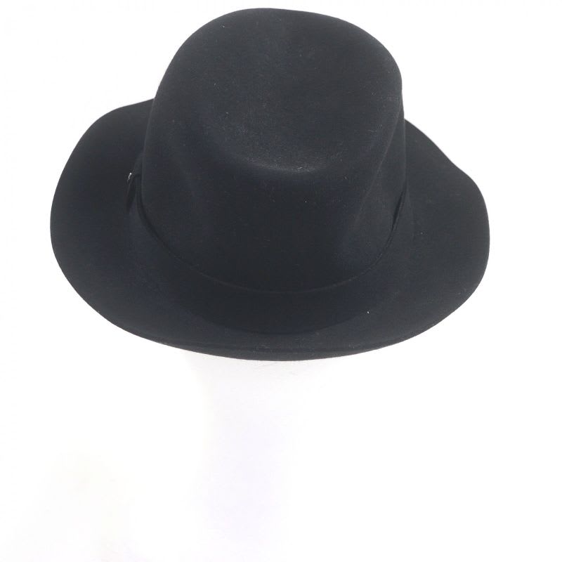 Hermes 100% Rabbit Serie Button Hat Fedora Felt Black 58 — view 3