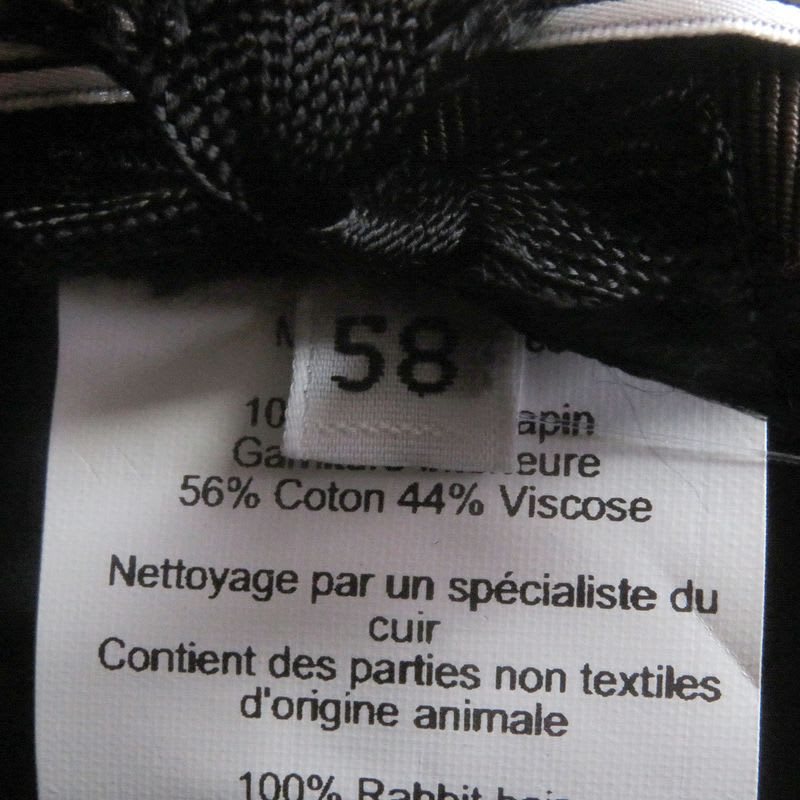 Hermes 100% Rabbit Serie Button Hat Fedora Felt Black 58 — view 6