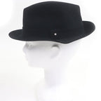 Hermes 100% Rabbit Serie Button Hat Fedora Felt Black 58 — view 2