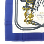 Hermes Carre 90 Brides De GALA Ceremony Bridle 100% Silk Scarf Blue White — view 4