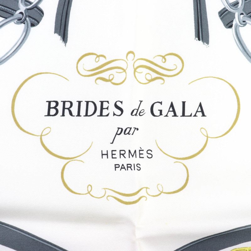 Hermes Carre 90 Brides De GALA Ceremony Bridle 100% Silk Scarf Blue White — view 6