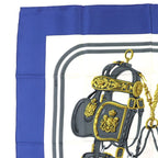 Hermes Carre 90 Brides De GALA Ceremony Bridle 100% Silk Scarf Blue White — view 2
