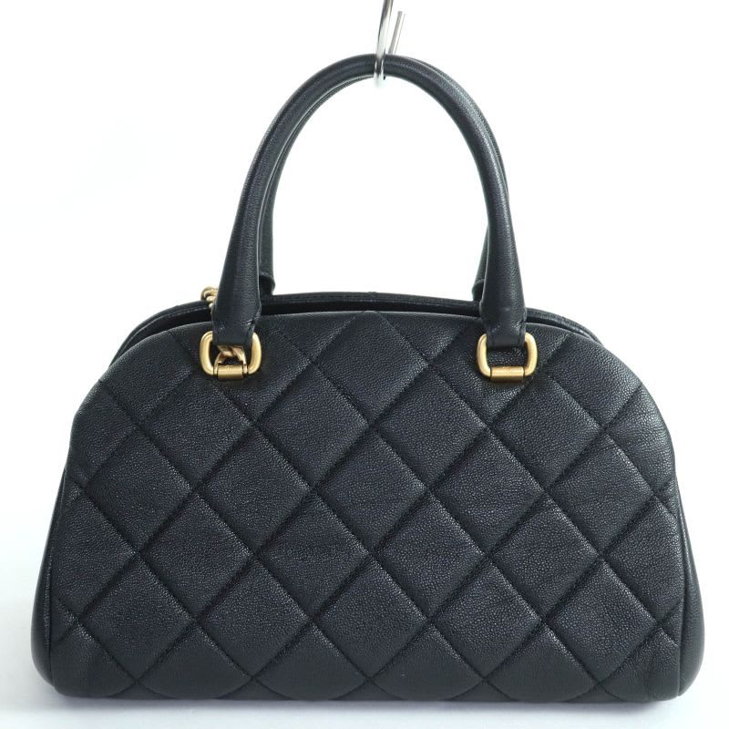 Chanel As3893 Caviar Leather Quilted 2-Way Bow Sling Bag Handbag Black