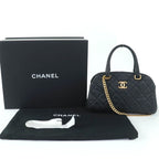 Chanel As3893 Caviar Leather Quilted 2-Way Bow Sling Bag Handbag Black