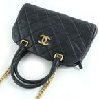 Chanel As3893 Caviar Leather Quilted 2-Way Bow Sling Bag Handbag Black