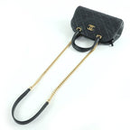 Chanel As3893 Caviar Leather Quilted 2-Way Bow Sling Bag Handbag Black