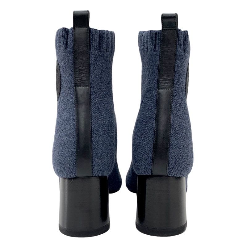 Hermes Volver Boots Short Sock Shoes Exlibris Knit Blue — view 5