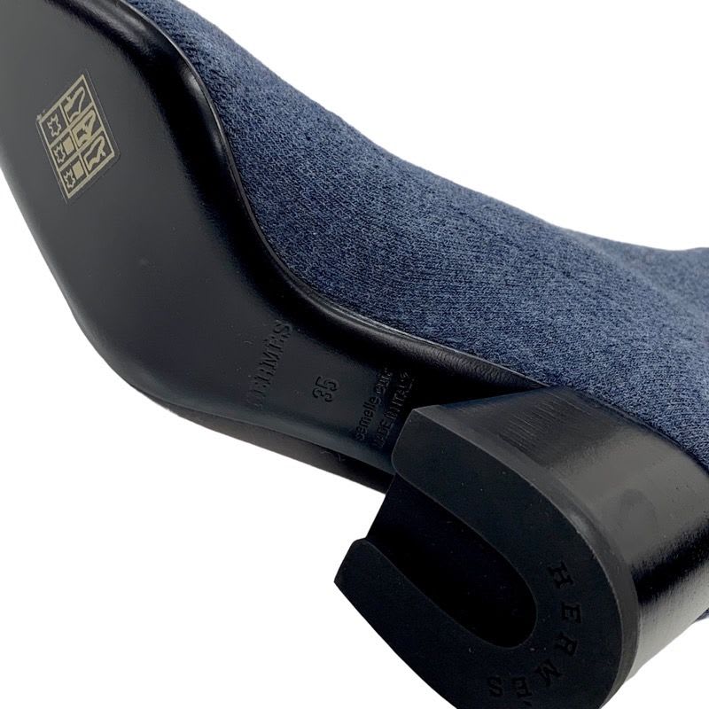 Hermes Volver Boots Short Sock Shoes Exlibris Knit Blue — view 8