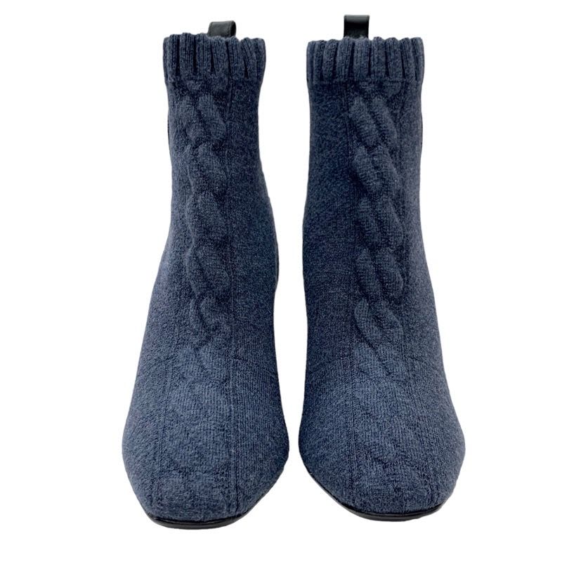 Hermes Volver Boots Short Sock Shoes Exlibris Knit Blue — view 2