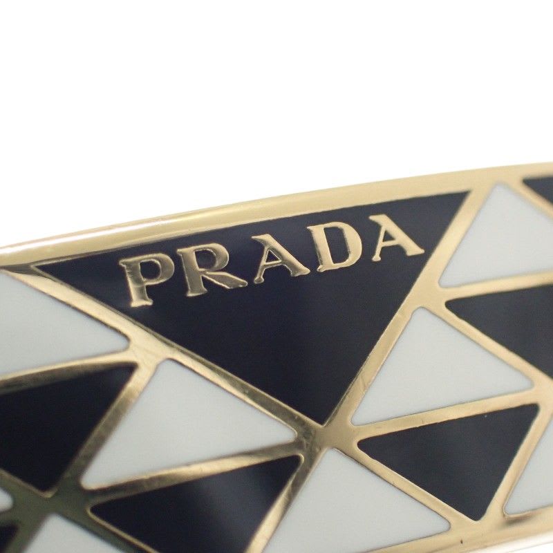 Prada Enamel Metal Bracelet M 1 Ib846 2 Co2 f0 tty Bangle Black White — view 7