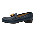 Hermes Loafers Leather Shoes Navy Gold Moccasins Chaine D'ancre — view 5