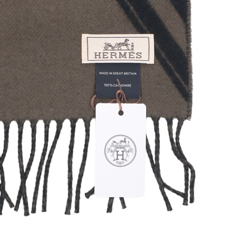Hermes T Zigzag Sangle Cashmere Muffler Scarf — view 2