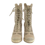 Christian Dior Nayghtily-d Boots Short Shoes Fabric Beige Lace Up Braided — view 2