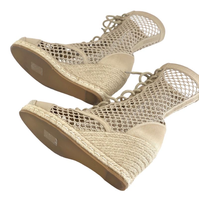 Christian Dior Nayghtily-d Boots Short Shoes Fabric Beige Lace Up Braided — view 6