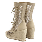Christian Dior Nayghtily-d Boots Short Shoes Fabric Beige Lace Up Braided — view 4