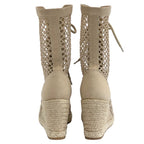 Christian Dior Nayghtily-d Boots Short Shoes Fabric Beige Lace Up Braided — view 5