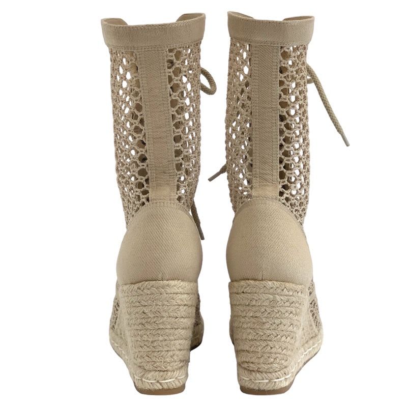 Christian Dior Nayghtily-d Boots Short Shoes Fabric Beige Lace Up Braided — view 5