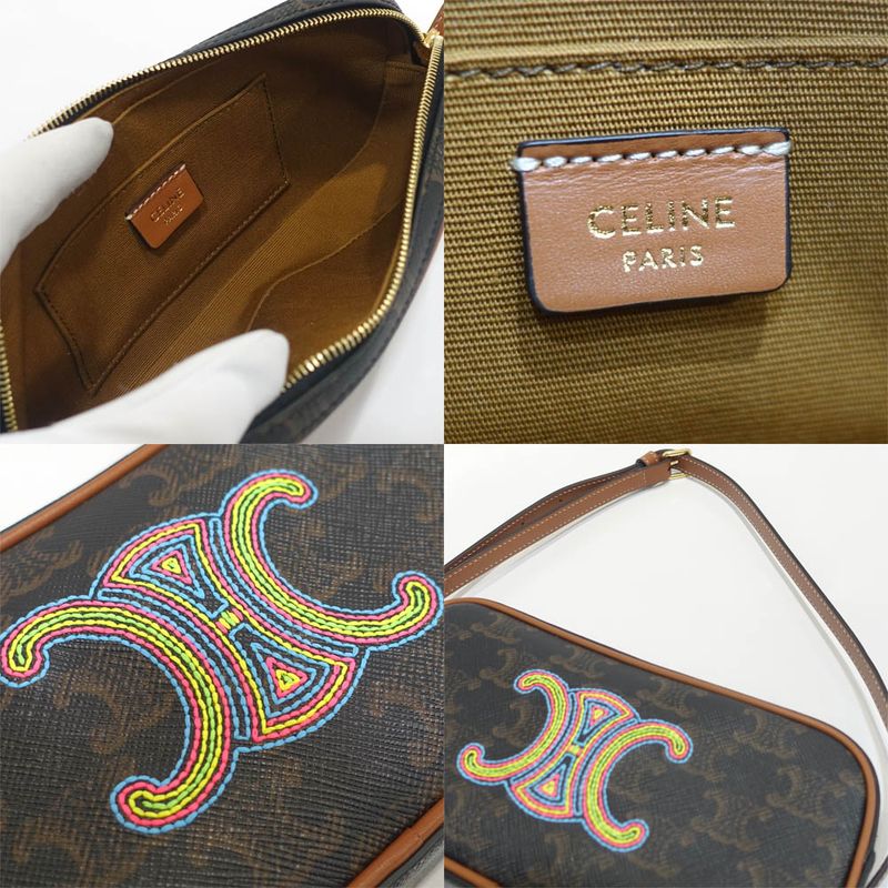 Celine Camera Bag Shoulder Triomphe Canvas Brown Multicolo — view 6