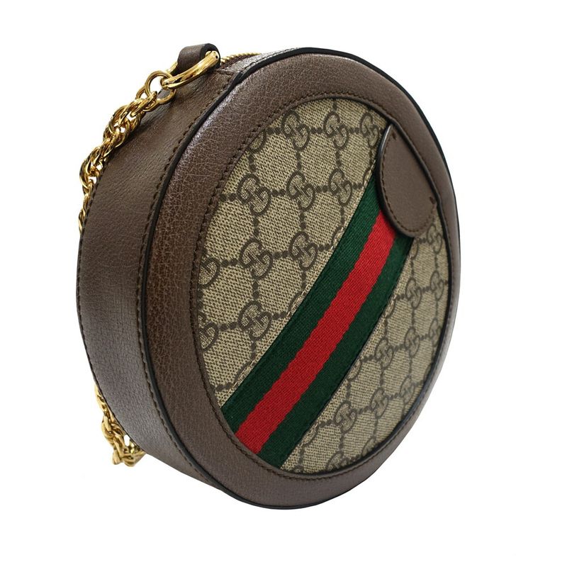 Gucci Ophidia GG Mini Round Shoulder Bag Supreme Canvas Brown — view 3