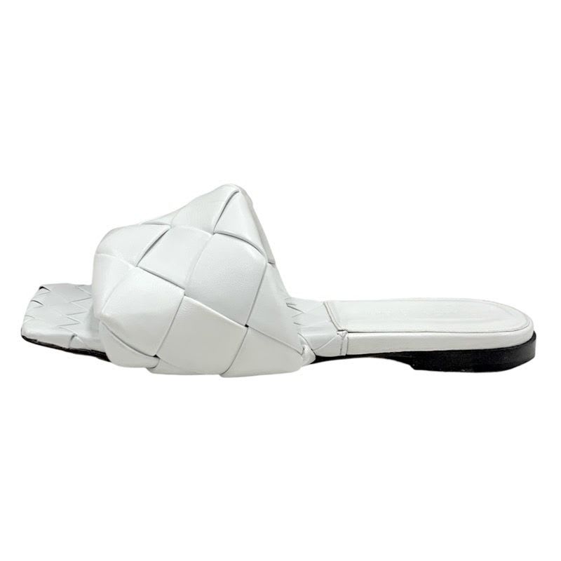Bottega Veneta Lido Sandal Shoes Leather White Flat Mule Intrecciato — view 3