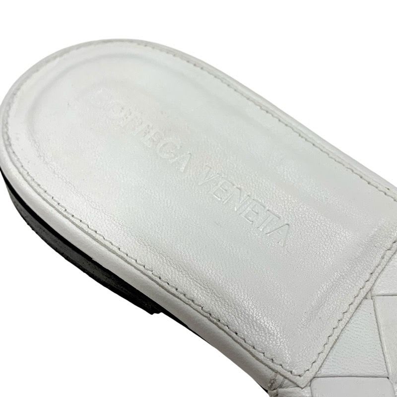 Bottega Veneta Lido Sandal Shoes Leather White Flat Mule Intrecciato — view 7