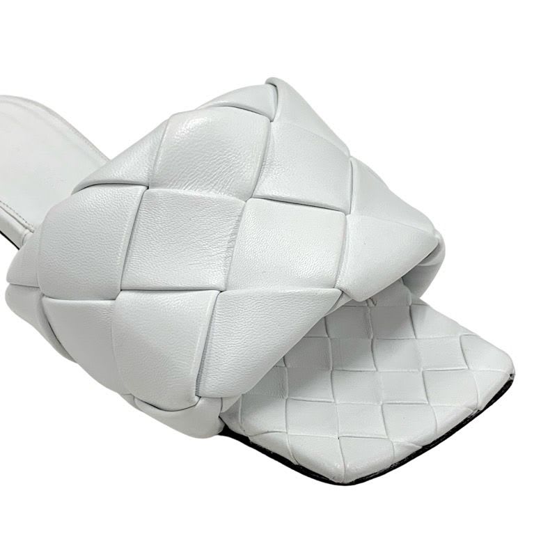 Bottega Veneta Lido Sandal Shoes Leather White Flat Mule Intrecciato — view 9