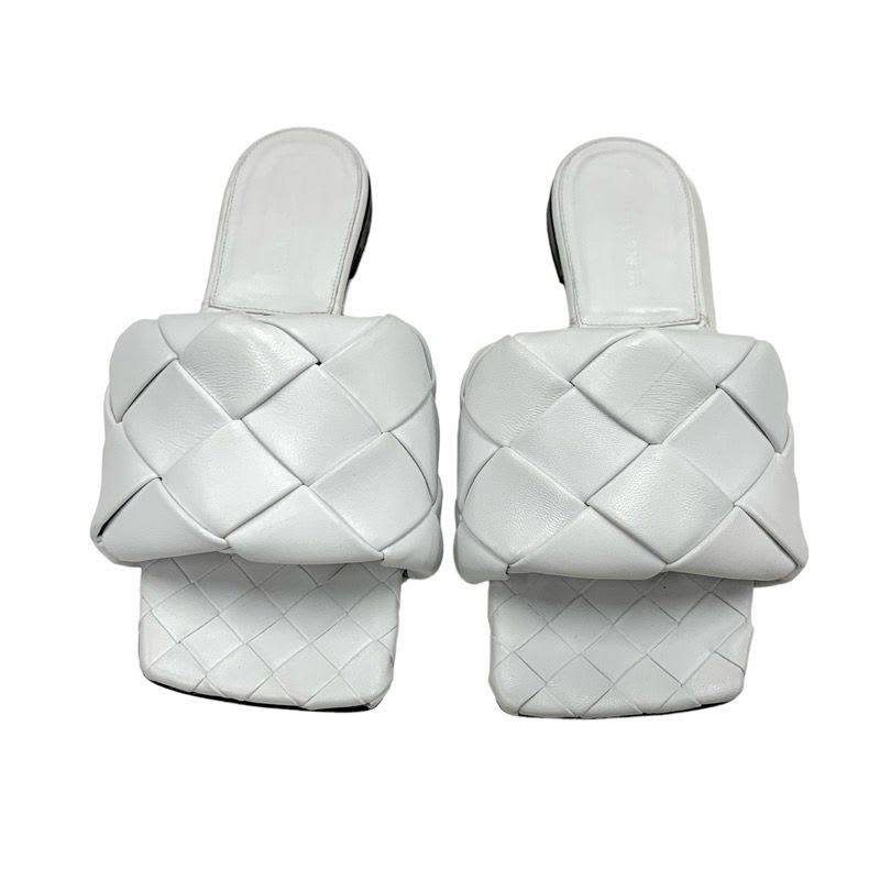 Bottega Veneta Lido Sandal Shoes Leather White Flat Mule Intrecciato — view 2