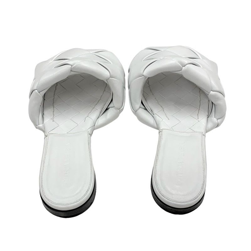 Bottega Veneta Lido Sandal Shoes Leather White Flat Mule Intrecciato — view 5