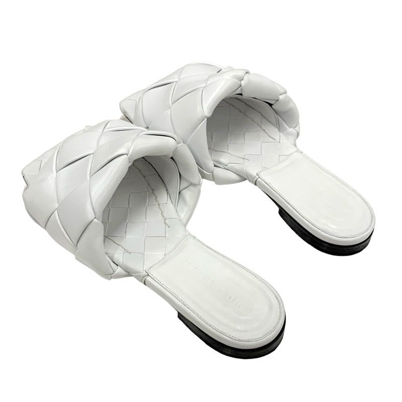 Bottega Veneta Lido Sandal Shoes Leather White Flat Mule Intrecciato — view 4
