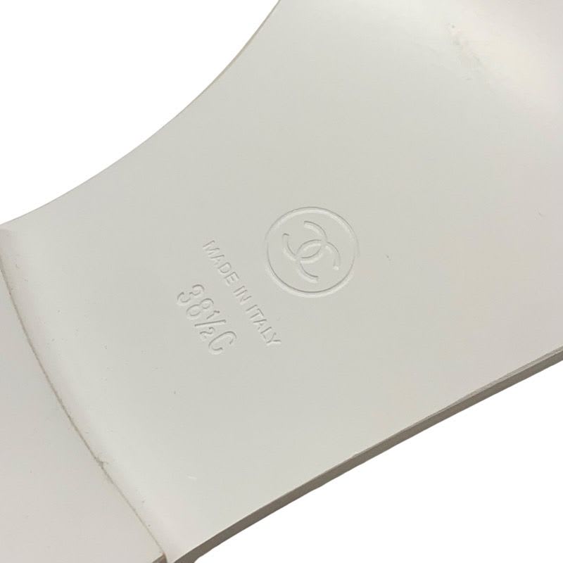 Chanel Sandals Shoes Fabric White Tweed Coco Mark Stone Thong — view 8
