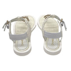 Chanel Sandals Shoes Fabric White Tweed Coco Mark Stone Thong — view 5
