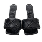 Bottega Veneta Lido Sandals Shoes Leather Black Mules Intrecciato — view 2