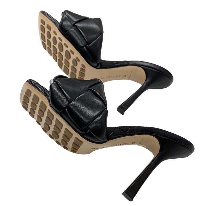 Bottega Veneta Lido Sandals Shoes Leather Black Mules Intrecciato — view 6