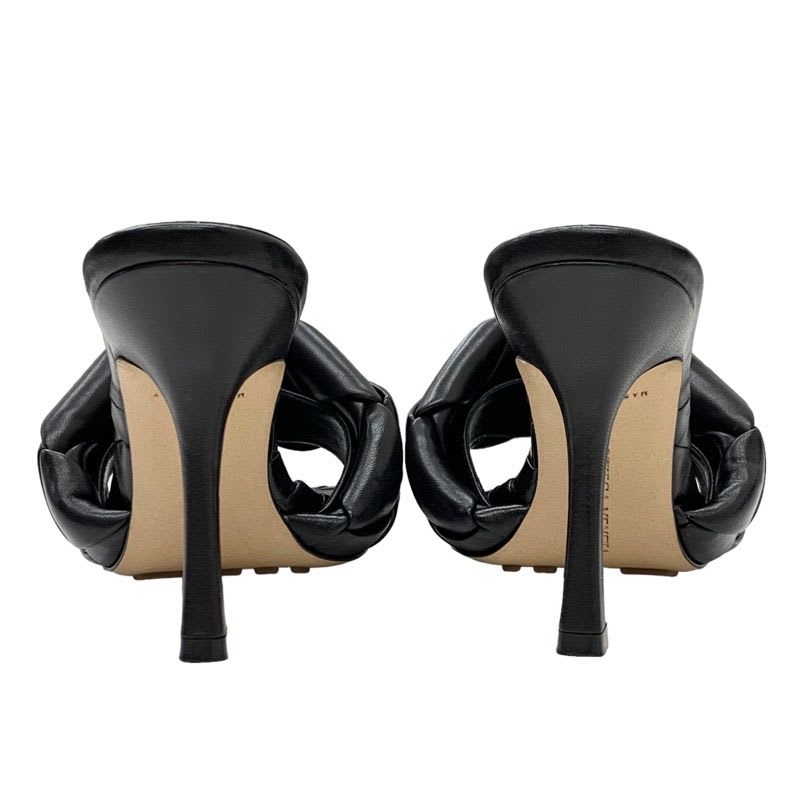 Bottega Veneta Lido Sandals Shoes Leather Black Mules Intrecciato — view 5