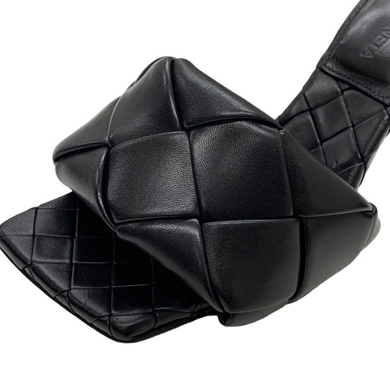 Bottega Veneta Lido Sandals Shoes Leather Black Mules Intrecciato — view 9