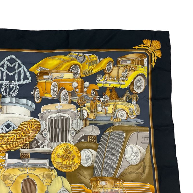 Hermes Scarf Carre 90 Automobile Comfort Confort En Silk Black — view 3
