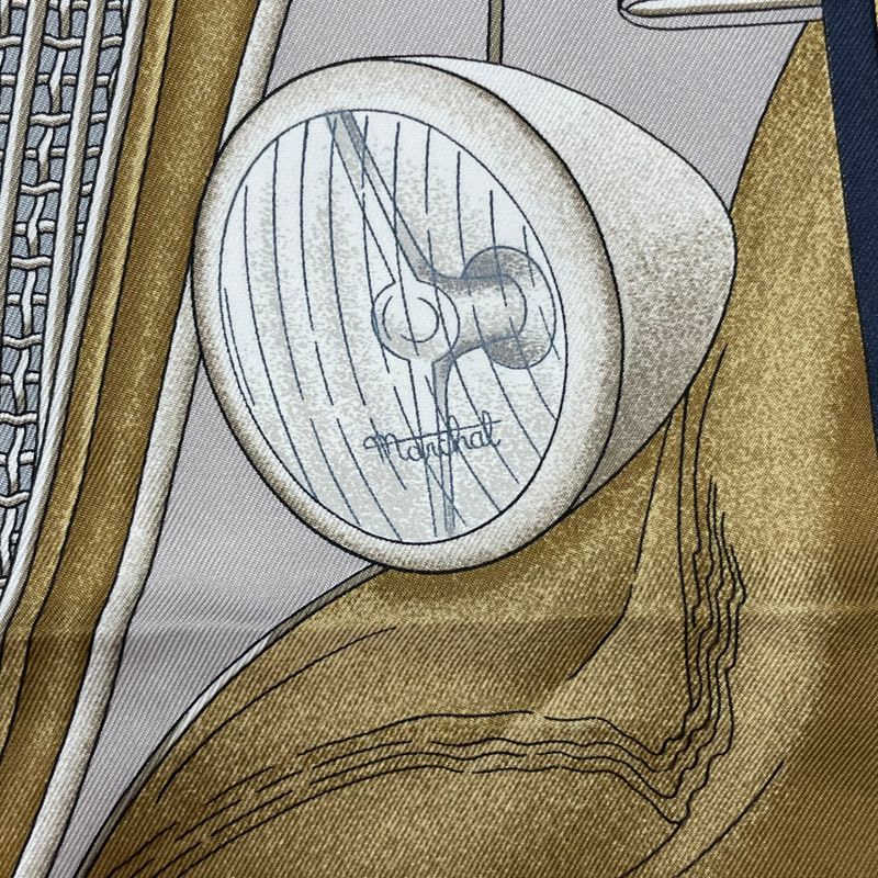 Hermes Scarf Carre 90 Automobile Comfort Confort En Silk Black — view 6
