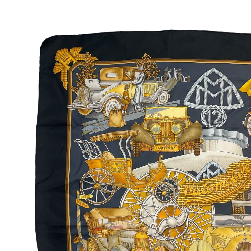 Hermes Scarf Carre 90 Automobile Comfort Confort En Silk Black — view 2